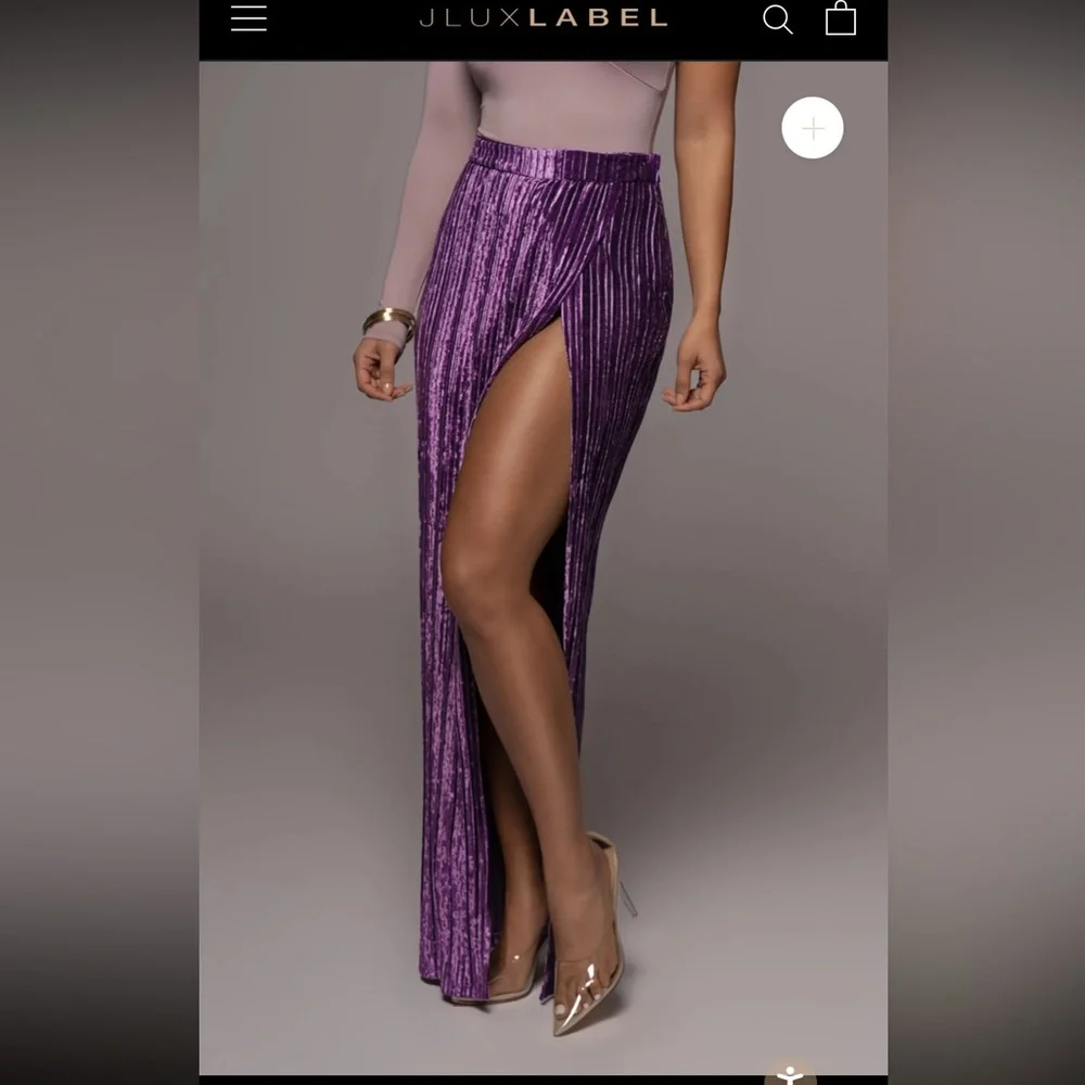 NWT JLUXLABLE velvet high slit skirt. - Picture 2 of 12